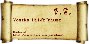 Voszka Hiláriusz névjegykártya